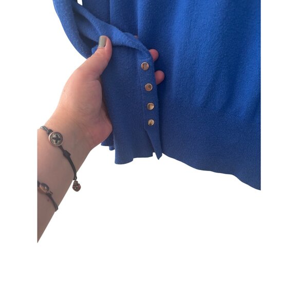 Zara Blue Long Sleeve Sweater Button Cuff Size M - Picture 9 of 9